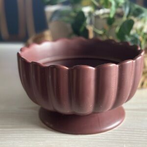 Scalloped Ceramic Bowl - mahogany colored, NOT suitable for food 7” x 4.5”
